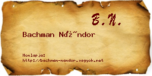 Bachman Nándor névjegykártya